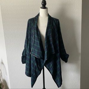 Rosette Flannel Open Front Cardigan NWT